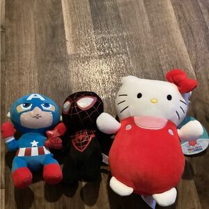 Marvel and Hello Kitty Plush Toy Set - Red, Black, Blue